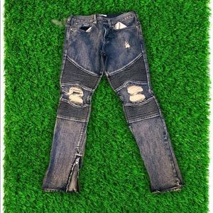 Men’s Dark Moto Stacked Skinny Jeans [28x30]